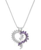 Amethyst (9/10 Ct. T.w.) And Diamond Accent Heart Pendant Necklace In Sterling Silver