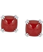 Red Agate Curved Claw Stud Earrings In Sterling Silver