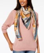 Vince Camuto Dreamtime Flowers Striped-border Square Scarf