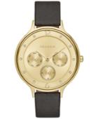 Skagen Women's Chronograph Anita Black Leather Strap Watch 36mm Skw2393