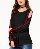 I.n.c. Striped-sleeve Cold-shoulder Top, Created For Macy's