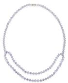Tanzanite (30 Ct. T.w.) And White Sapphire (1/10 Ct. T.w.) Double Row Collar Necklace In Sterling Silver