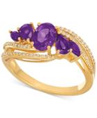 Amethyst (1-3/8 Ct. T.w.) And Diamond (1/8 Ct. T.w.) Swirl Ring In 14k Gold