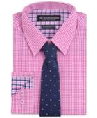 Nick Graham Men's Fitted Pink Gingham Dress Shirt
