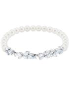Swarovski Silver-tone Crystal & Imitation Pearl Flex Bracelet