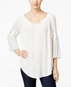 Style & Co Lace-up-trim Peasant Top, Only At Macy's