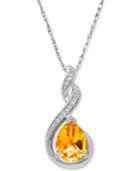 Citrine (1-1/2 Ct. T.w.) And Diamond Accent Swirl Pendant Necklace In Sterling Silver