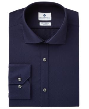 Ryan Seacrest Distinction Men's Slim-fit Stretch Non-iron Navy Convertible Cuff Dress Shirt, Created For Macy's