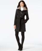 Calvin Klein Faux-fur-collar Belted Peacoat