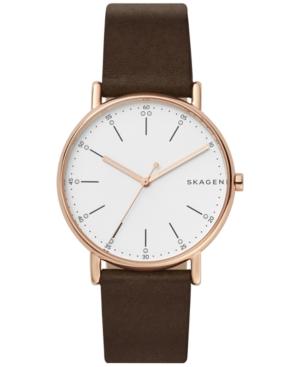 Skagen Men's Signatur Brown Leather Strap Watch 40mm, A Limited Edition
