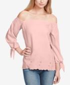 Jessica Simpson Juniors' Odette Off-the-shoulder Eyelet Blouse