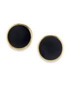 2028 14k Gold Dipped Large Round Enamel Button Earring