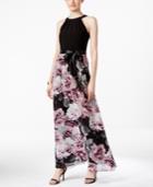 Sl Fashions Bow-back Printed Halter Maxi Dress