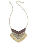 Gold-tone And Faux Leather Fringe Statement Necklace