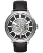 Ax Armani Exchange Men's Automatic Black Leather Strap Watch 49mm Ax1418