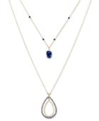 Inc International Concepts Gold-tone Two-layer Navy Stone And Teardrop Pendant Necklace, Only At Macy's