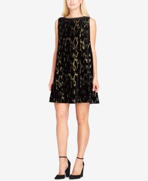 Tahari Burnout Velvet & Metallic Shift Dress