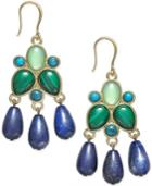 Charter Club Gold-tone Green And Blue Stone Chandelier Earrings, Only At Macy's