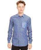 Kenneth Cole Reaction Slub Chambray Contrast-trim Shirt