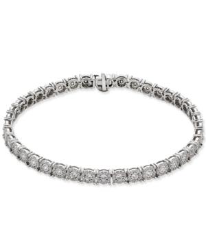 Diamond Halo Tennis Bracelet (2 Ct. T.w.) In 14k White Gold