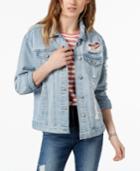 Crave Fame By Almost Famous Juniors' Cotton Ripped Denim Jacket