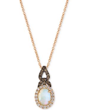 Le Vian Chocolatier Neopolitan Opal (5/8 Ct. T.w.) & Diamond (1/3 Ct. T.w.) 18 Pendant Necklace In 14k Rose Gold