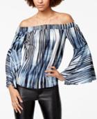 Bar Iii Off-the-shoulder Printed Top, Created For Macy's