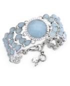 Lucky Brand Silver-tone Blue Stone Link Bracelet