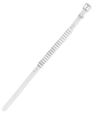 Micheal Kors Bracelet, Silver-tone Link White Leather Buckle Bracelet