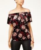 Bcx Juniors' Printed Velvet Off-the-shoulder Top