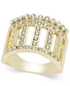 Inc International Concepts Gold-tone Pave Cutout Crown Ring