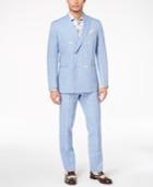 Tallia Orange Men's Modern-fit Blue Chambray Double-breasted Suit