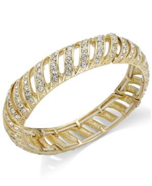 Charter Club Gold-tone And Crystal Stretch Bracelet