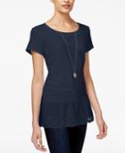 Maison Jules Cotton Eyelet Peplum Top, Created For Macy's