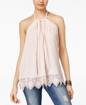 American Rag Juniors' Crochet-trim Halter Tunic Top, Only At Macy's