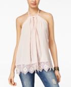 American Rag Juniors' Crochet-trim Halter Tunic Top, Only At Macy's