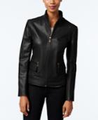 Cole Haan Leather Stand-collar Jacket