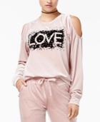 Material Girl Active Juniors' Love Velour Cold-shoulder Top, Created For Macy's