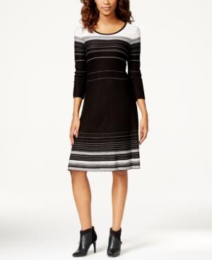 Nine West Striped A-line Sweater Dress