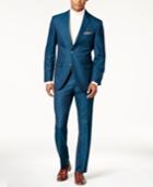 Perry Ellis Men's Slim-fit Teal Suit