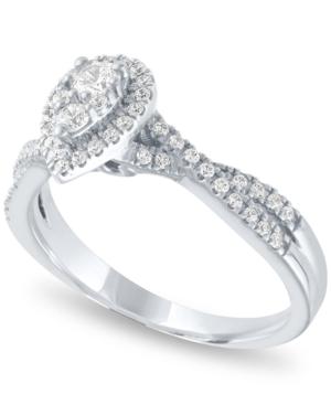 Diamond Pear Halo Ring (1/2 Ct. T.w.) In 14k White Gold
