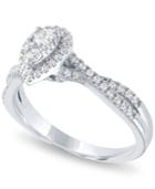 Diamond Pear Halo Ring (1/2 Ct. T.w.) In 14k White Gold