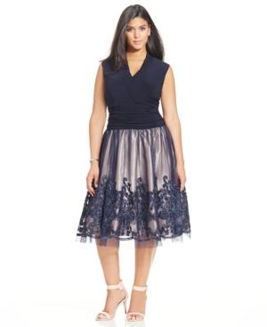 Sl Fashions Plus Size Embellished Lace A-line Dress