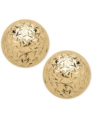 Crystal-cut Ball Stud Earrings (8mm) In 14k Gold