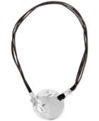 Robert Lee Morris Soho Silver-tone Leather Hammered Disc Pendant Necklace