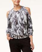 Material Girl Active Juniors' Printed Cold-shoulder Sweatshirt, Only At Macy's
