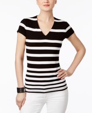Inc International Concepts Striped V-neck Top, Created For Macy's