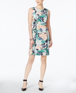 Nine West Floral-print Piped Sheath Dress