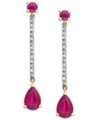 14k Rose Gold Ruby (2 Ct. T.w.) And Diamond Accent Linear Drop Earrings