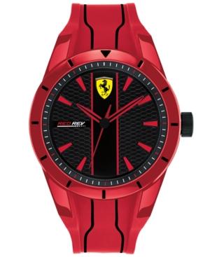 Ferrari Men's Red Rev Red Silicone Strap Watch 44mm